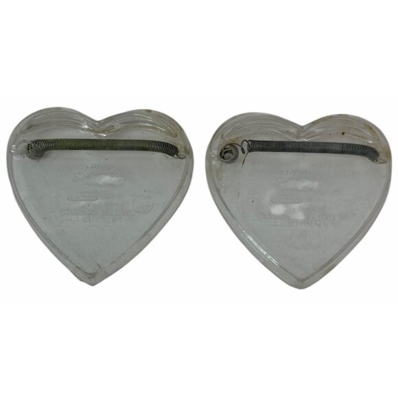 LOT 2 Vintage Knickerbocker Plastic Clear Heart Doll Stands w/ Wire Coil for 8" - Picture 1 of 8